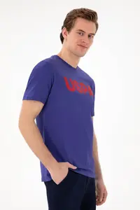 US Polo Assn. Men Regular Fit Crew Neck Cobalt Basic T-Shirt - Image 3