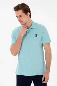 US Polo Assn. Men slim Fit Polo Shirt Collar Aqua Basic T-Shirt