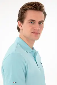 US Polo Assn. Men slim Fit Polo Shirt Collar Aqua Basic T-Shirt - Image 2