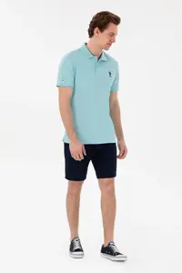 US Polo Assn. Men slim Fit Polo Shirt Collar Aqua Basic T-Shirt - Image 4