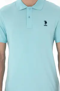 US Polo Assn. Men slim Fit Polo Shirt Collar Aqua Basic T-Shirt - Image 6