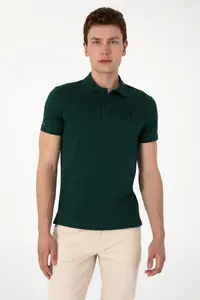 US Polo Assn. Men slim Fit Polo Shirt Collar Dark Green Basic T-Shirt