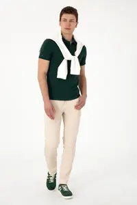 US Polo Assn. Men slim Fit Polo Shirt Collar Dark Green Basic T-Shirt - Image 4