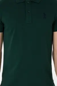 US Polo Assn. Men slim Fit Polo Shirt Collar Dark Green Basic T-Shirt - Image 6