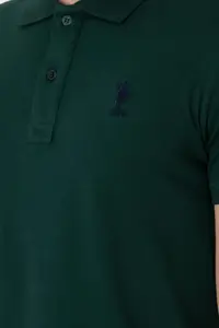 US Polo Assn. Men slim Fit Polo Shirt Collar Dark Green Basic T-Shirt - Image 7