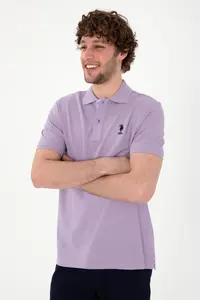 US Polo Assn. Men Regular Fit Polo Shirt Collar Lilac Basic T-Shirt - Image 3