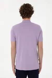 US Polo Assn. Men Regular Fit Polo Shirt Collar Lilac Basic T-Shirt - Image 5