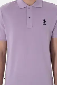 US Polo Assn. Men Regular Fit Polo Shirt Collar Lilac Basic T-Shirt - Image 6