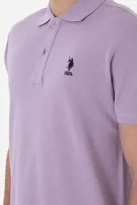 US Polo Assn. Men Regular Fit Polo Shirt Collar Lilac Basic T-Shirt - Image 7