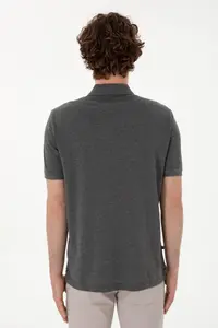 US Polo Assn. Men Regular Fit Polo Shirt Collar Anthracite Melanj Basic T-Shirt - Image 5