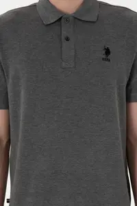 US Polo Assn. Men Regular Fit Polo Shirt Collar Anthracite Melanj Basic T-Shirt - Image 6