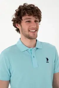 US Polo Assn. Men slim Fit Polo Shirt Collar Light Blue Basic T-Shirt - Image 2