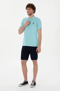US Polo Assn. Men slim Fit Polo Shirt Collar Light Blue Basic T-Shirt - Image 4