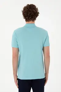 US Polo Assn. Men slim Fit Polo Shirt Collar Light Blue Basic T-Shirt - Image 5