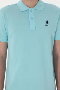 US Polo Assn. Men slim Fit Polo Shirt Collar Light Blue Basic T-Shirt - Image 6