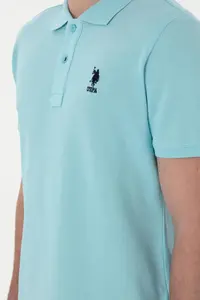 US Polo Assn. Men slim Fit Polo Shirt Collar Light Blue Basic T-Shirt - Image 7