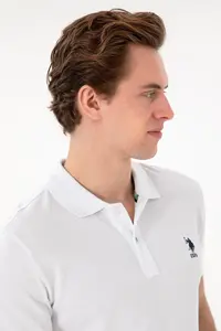US Polo Assn. Men slim Fit Polo Shirt Collar White Basic T-Shirt - Image 2