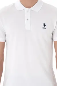 US Polo Assn. Men slim Fit Polo Shirt Collar White Basic T-Shirt - Image 6