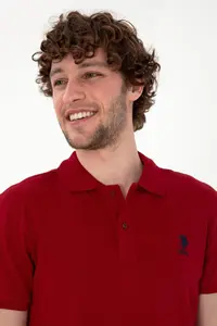 US Polo Assn. Men slim Fit Polo Shirt Collar Burgundy Basic T-Shirt - Image 2