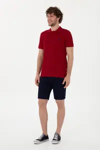 US Polo Assn. Men slim Fit Polo Shirt Collar Burgundy Basic T-Shirt - Image 4
