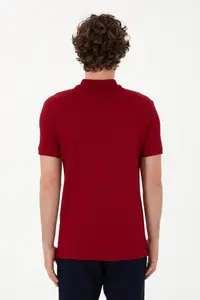 US Polo Assn. Men slim Fit Polo Shirt Collar Burgundy Basic T-Shirt - Image 5