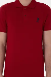 US Polo Assn. Men slim Fit Polo Shirt Collar Burgundy Basic T-Shirt - Image 6