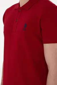 US Polo Assn. Men slim Fit Polo Shirt Collar Burgundy Basic T-Shirt - Image 7