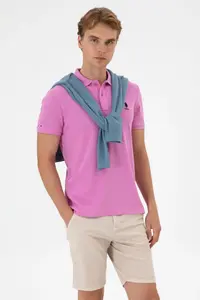 US Polo Assn. Men slim Fit Polo Shirt Collar Fuchsia Basic T-Shirt
