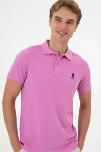 US Polo Assn. Men slim Fit Polo Shirt Collar Fuchsia Basic T-Shirt - Image 2