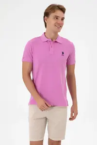 US Polo Assn. Men slim Fit Polo Shirt Collar Fuchsia Basic T-Shirt - Image 3