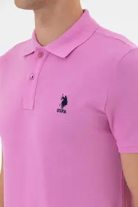 US Polo Assn. Men slim Fit Polo Shirt Collar Fuchsia Basic T-Shirt - Image 7
