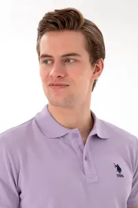 US Polo Assn. Men slim Fit Polo Shirt Collar Lilac Basic T-Shirt - Image 2