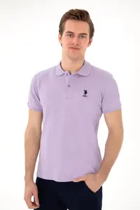 US Polo Assn. Men slim Fit Polo Shirt Collar Lilac Basic T-Shirt - Image 3