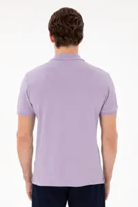 US Polo Assn. Men slim Fit Polo Shirt Collar Lilac Basic T-Shirt - Image 5