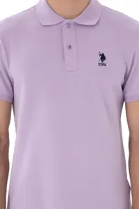 US Polo Assn. Men slim Fit Polo Shirt Collar Lilac Basic T-Shirt - Image 6
