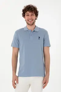 US Polo Assn. Men slim Fit Polo Shirt Collar Blue Basic T-Shirt