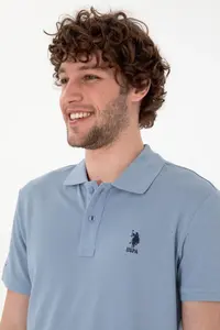 US Polo Assn. Men slim Fit Polo Shirt Collar Blue Basic T-Shirt - Image 2