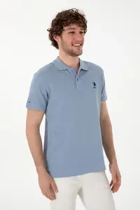US Polo Assn. Men slim Fit Polo Shirt Collar Blue Basic T-Shirt - Image 3