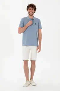 US Polo Assn. Men slim Fit Polo Shirt Collar Blue Basic T-Shirt - Image 4