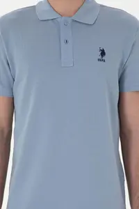 US Polo Assn. Men slim Fit Polo Shirt Collar Blue Basic T-Shirt - Image 6