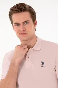 US Polo Assn. Men slim Fit Polo Shirt Collar Powder Pink Basic T-Shirt - Image 2