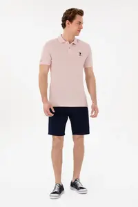 US Polo Assn. Men slim Fit Polo Shirt Collar Powder Pink Basic T-Shirt - Image 4