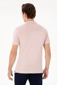US Polo Assn. Men slim Fit Polo Shirt Collar Powder Pink Basic T-Shirt - Image 5