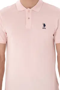 US Polo Assn. Men slim Fit Polo Shirt Collar Powder Pink Basic T-Shirt - Image 6