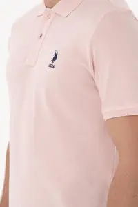 US Polo Assn. Men slim Fit Polo Shirt Collar Powder Pink Basic T-Shirt - Image 7