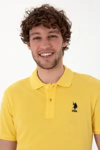 US Polo Assn. Men slim Fit Polo Shirt Collar Yellow Basic T-Shirt - Image 2