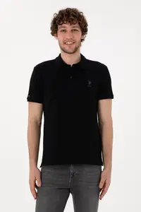 US Polo Assn. Men slim Fit Polo Shirt Collar Black Basic T-Shirt