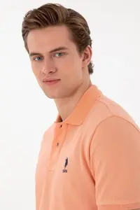 US Polo Assn. Men slim Fit Polo Shirt Collar Salmon Basic T-Shirt - Image 2