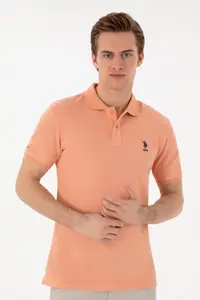 US Polo Assn. Men slim Fit Polo Shirt Collar Salmon Basic T-Shirt - Image 3