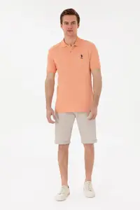 US Polo Assn. Men slim Fit Polo Shirt Collar Salmon Basic T-Shirt - Image 4